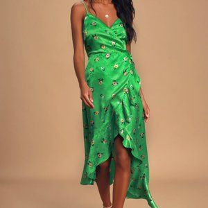 Lulu's Green Floral Dress Small